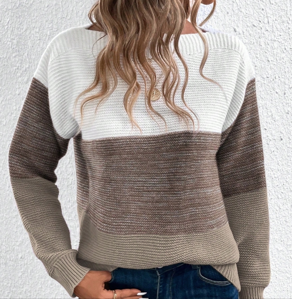 Color Block Drop Shoulder Sweater - Picture 2 of 5
